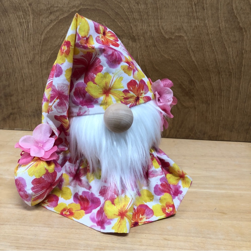 Lei Tropical Paradise Gnome Pink Yellow Flowers Spring Summer Decor Gift